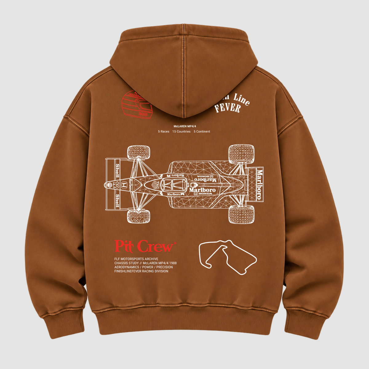 Pit Crew Blueprint Heavy Hoodie TOBACCO