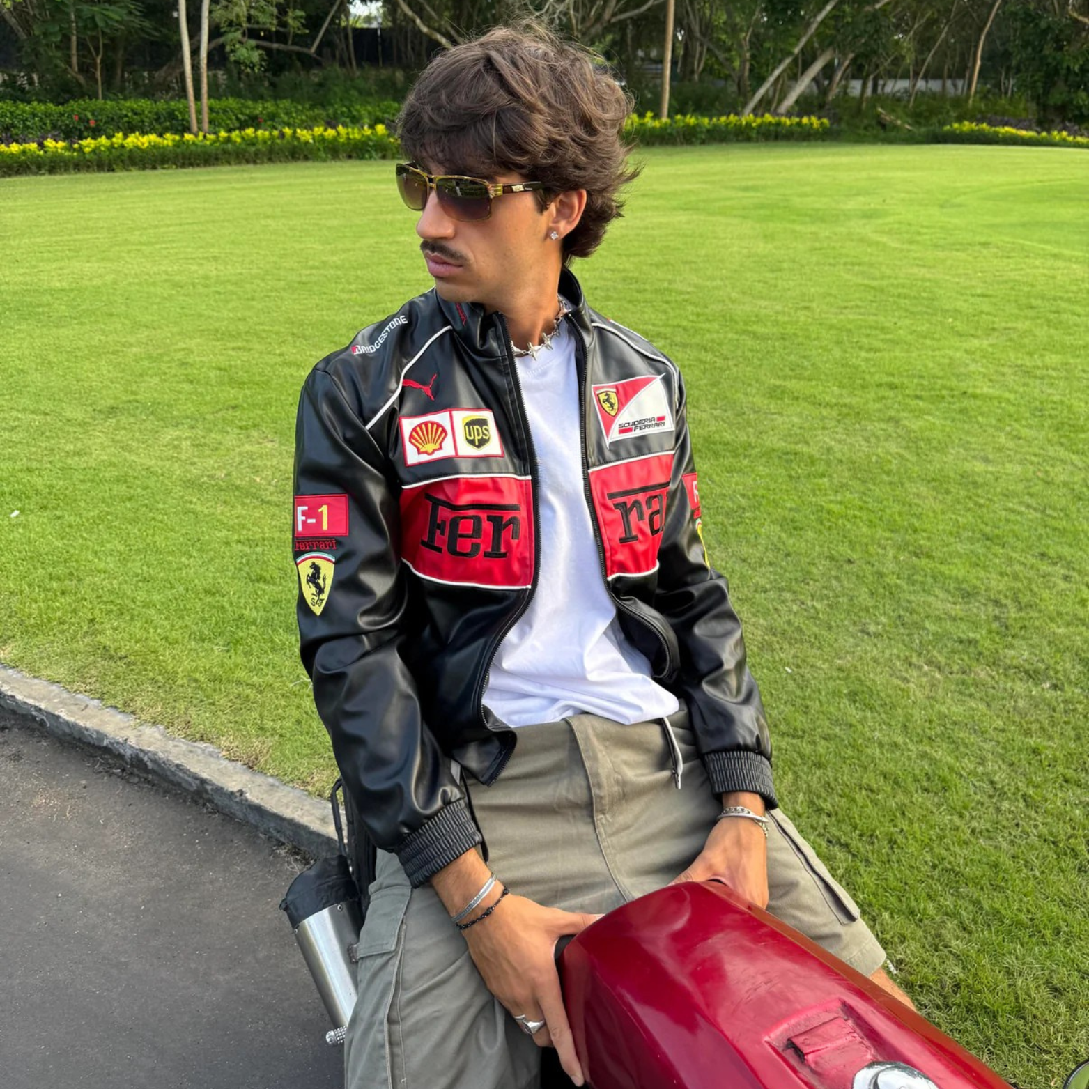 Red Ferrari Leather Racing Jacket