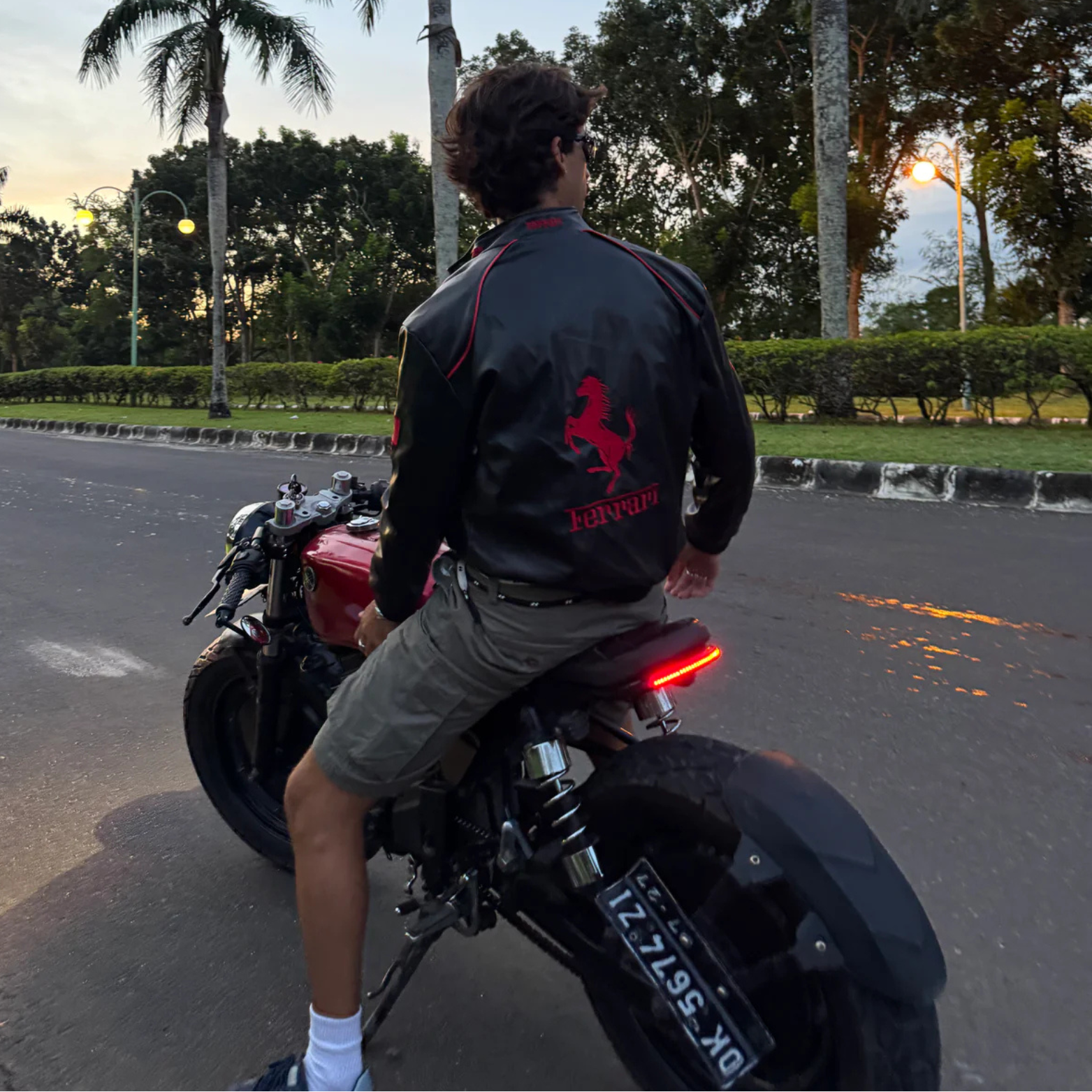 Red Ferrari Leather Racing Jacket