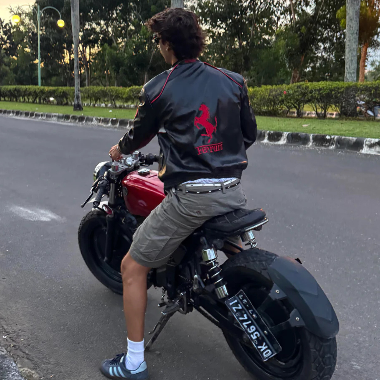 White Ferrari Leather Racing Jacket