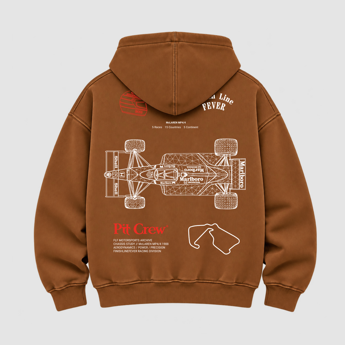 Pit Crew Blueprint Heavy Hoodie TOBACCO