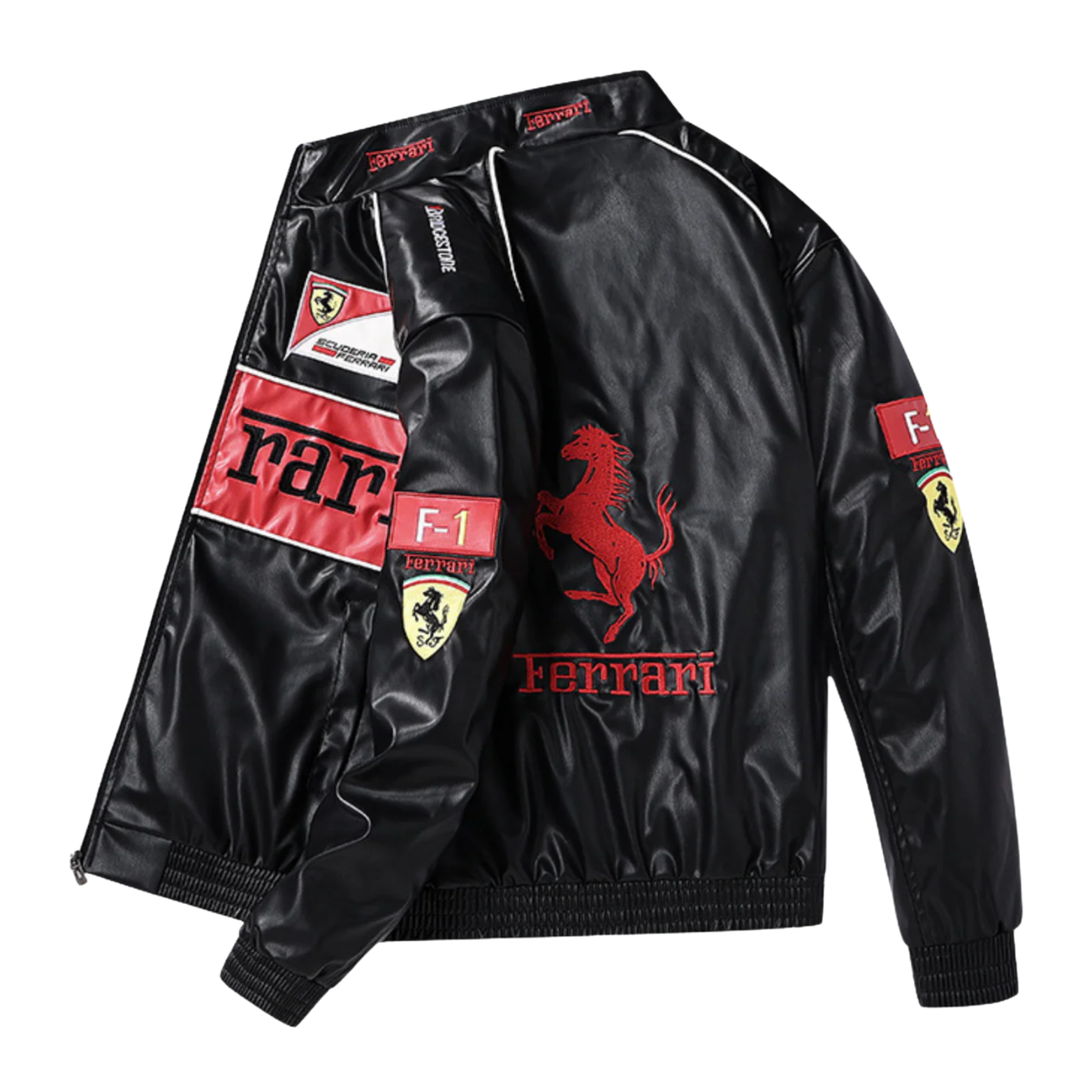 Red Ferrari Leather Racing Jacket